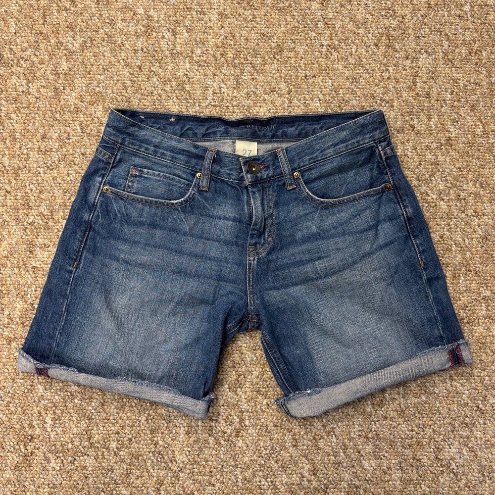 Banana Republic Mid-rise, Raw Hem Denim Shorts